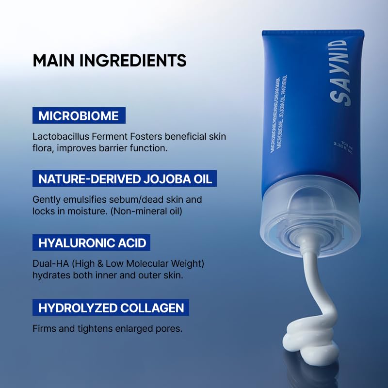 Microbiome Renewing Cream Mask, Wash-off Face Mask, Cream Exfoliating, Pore Care, Glass Skin Effect, Barrier-Friendly Korean Skincare | 3.38 fl.oz. (100ml)