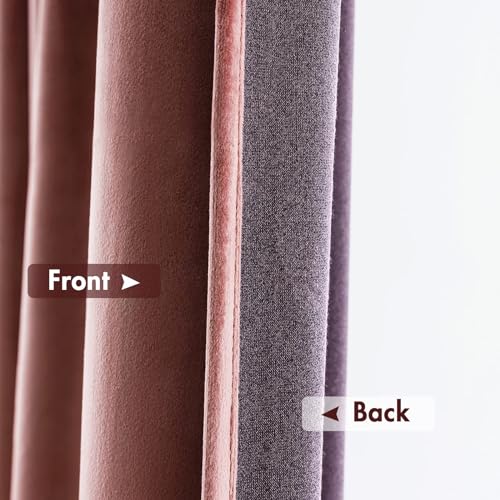 Image of MIULEE Dusty Rose Pink Blackout Velvet Curtains 102 Inch Long 52 inchx102 inch | Luxurious Bedroom Living Room Decor, Room Darkening, Thermal Insulated, Rod Pocket Design, Super Soft Fabric, Extra Long