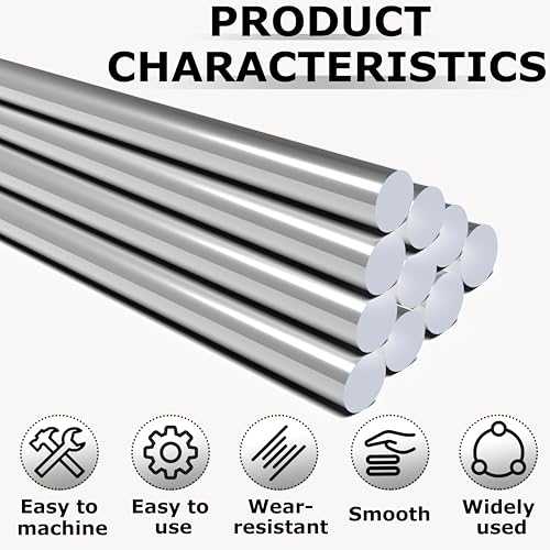 Image of 4pcs 304 Stainless Steel Round Rods 3 /8 inch Dia x 12 inch Length,Metal Solid Shaft Rods (4, 3 /8 x 12)