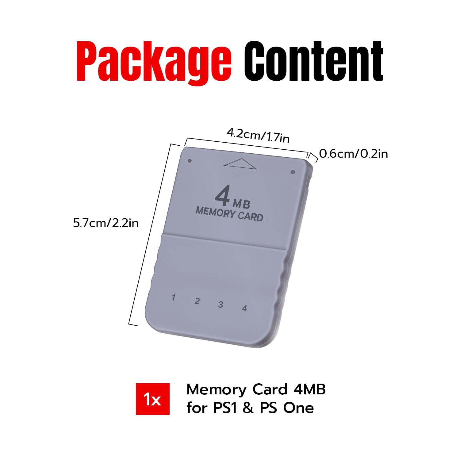 Mcbazel Karta pamięci 4 MB do PS1 i PS One, 60 bloków karty pamięci do PS ONE, pojemność do PlayStation 1, szybka karta pamięci do gier, kompatybilna z PS2 (tylko gry PS1)
