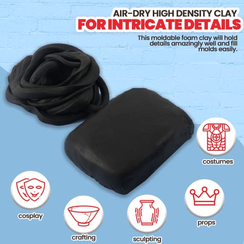 Image of 3.3 lbs Moldable Cosplay Foam Clay (Black) - Air-Dry High Density Clay for Intricate Designs - Dries Evenly Within 24-48 Hours - Sandable and Paintable Clay Foam