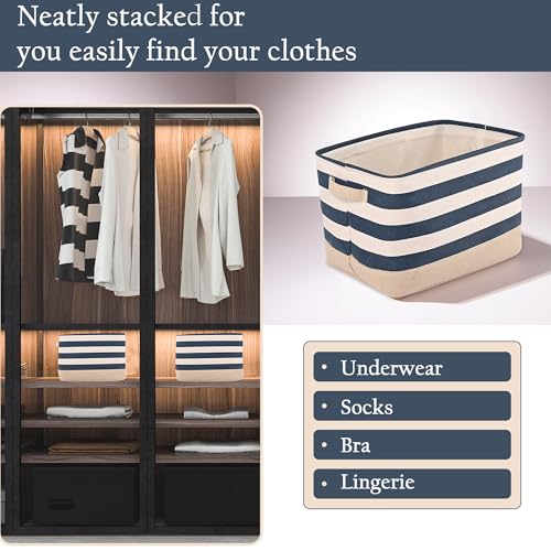 Image of Kuber Industries (Set of 12) Foldable Cosmetic & Skincare Dressing Table Organizer | Space-Saving Storage Boxes for Makeup Items /Hair Gadgets & Jewellery Holder | GM-30-BLU | White & Blue Stripe