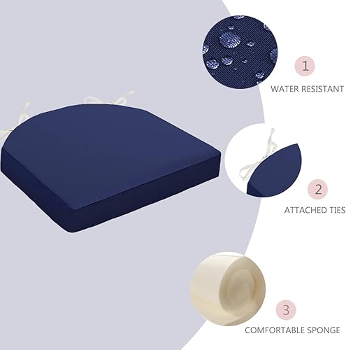 Miniatura 2 de Sqodok Juego de 4 cojines para sillas de exterior, cojines de asiento impermeables para sillas de comedor, cojines de sillas de esquina redondos