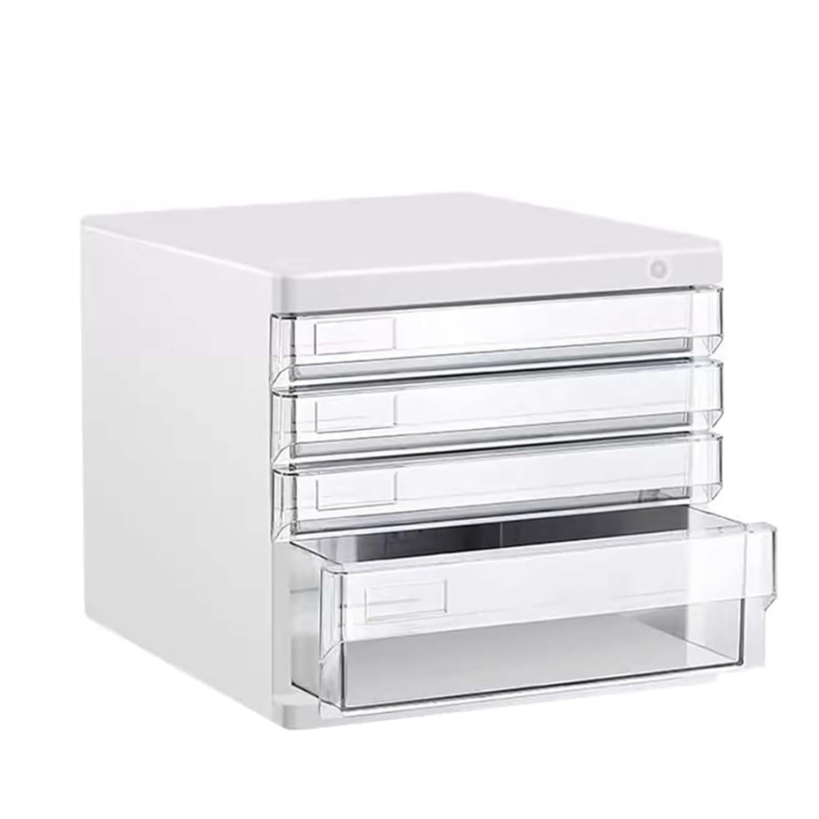 JOUFNING 4-Drawer Document Organizer Cabinet, Locking File Storage Box, Desktop Reference Organizer, for Letter Papers Folders Office Supplies, Space-Saving(White)