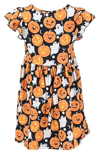 Image of Unique Baby Girls' Short Sleeve Everyday Printed Dresses for Kid and Toddler, Sizes 2T-12Y