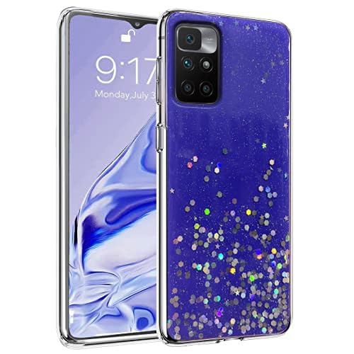 Image of VONZEE Bumper Back Cover for Redmi Note 11T 5G /Poco M4 Pro 5G Non Moving Glitter Stars Cover, for Women /Girls (TPU + Hard PC | Purple)