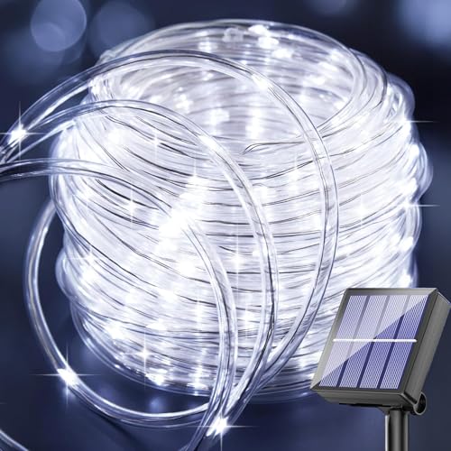 Aofonchy SolaireGuirlande Lumineuse Tube Extérieur, 10M 100LEDs Étanche Guirlande Lumières Pipe avec 8 Modes, Lumières de Corde Solaire pour Fête de Noël...