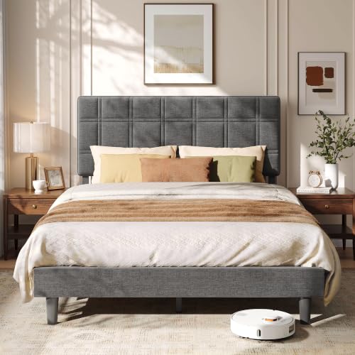 VASAGLE Estructura Cama, Cabecero Ajustable, 135 x 190 cm