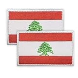2 Stück Libanon Patch, 5 × 8 CM gestickte Applique libanesische Patches mit Haken zurück Tag für Tuch Tasche Hosen Rucksack Cap Baseballkappe Patch Lebanon