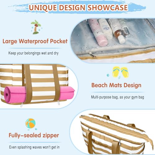 Image of Extra Large Beach Bags for Women Waterproof Sandproof Beach Tote Bag