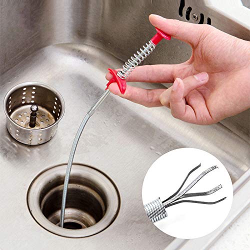 Dredging Tools Drain Hose Cleaner Sticks Cleaner Bendable Hook Clip, Multifunctional Sewer Hair Dredge Device, Spring Loaded Grabber Pickup Pipe Dredging Tool, for Bathroom Kitchen,90/60cm (Multi)