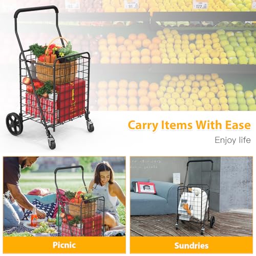 Kiffler ZT07 Grocery Shopping Cart With 360° Rolling Swivel Wheels Utility Cart Easily Collapsible Cart 66Lb Extended Foam Cover thumb #6