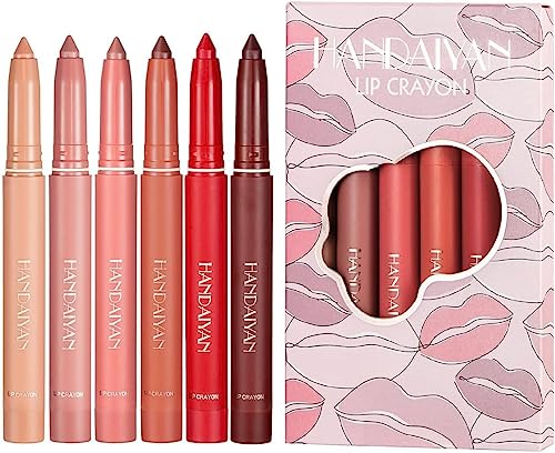 Matte Light Crayon Lipstick with Built-in Sharpener Rotary Cut Dual Purpose Waterproof Non-Drying Fade-Free Lipstick Lip Liner Set Crayon Matte Longwear Lipstick(#A)