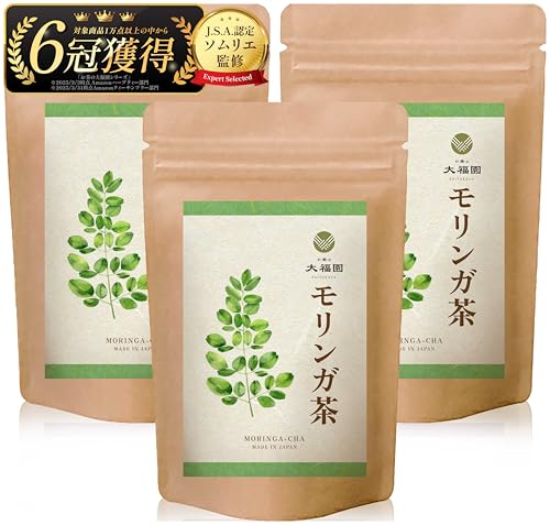お茶の大福園 モリンガ茶 無添加 ティーバッグ ノンカフェイン 残留農薬検査済 国内製造 30包 (モリンガ,2g×30包,3袋) 【J.S.A.認定ソムリエ監修】