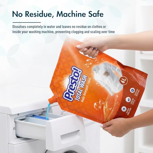 Image of Amazon Brand - Presto! Total Wash Matic Detergent Liquid | 6 Litres| Removes Tough Stains | Gentle On Fabrics | Refreshing Fragrance | Liquid Detergent For Washing Machine & Hand Wash