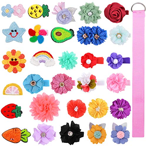 ALinmo 30pieces Flower Hair Bows Clips Fully Ribbon Covered Alligator Clips Barrettes Hair Accessories for Baby Girls Infants Toddlers Kids Children