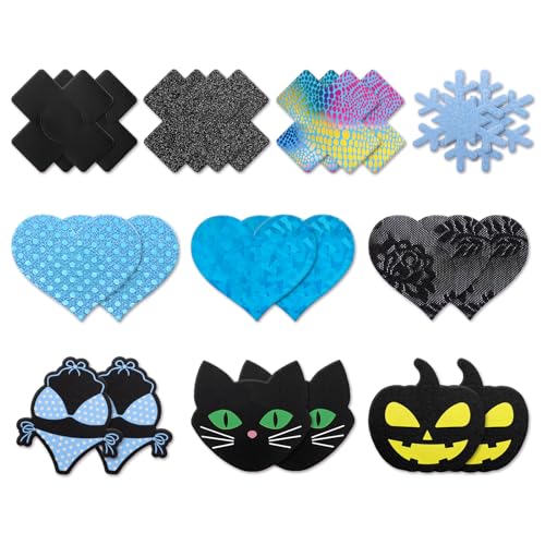 Image of Glitters Pasties Rave Pack Nipple Covers Stickers Disposable Sticky Breast Petals Bra for Women Rave Outfit Party