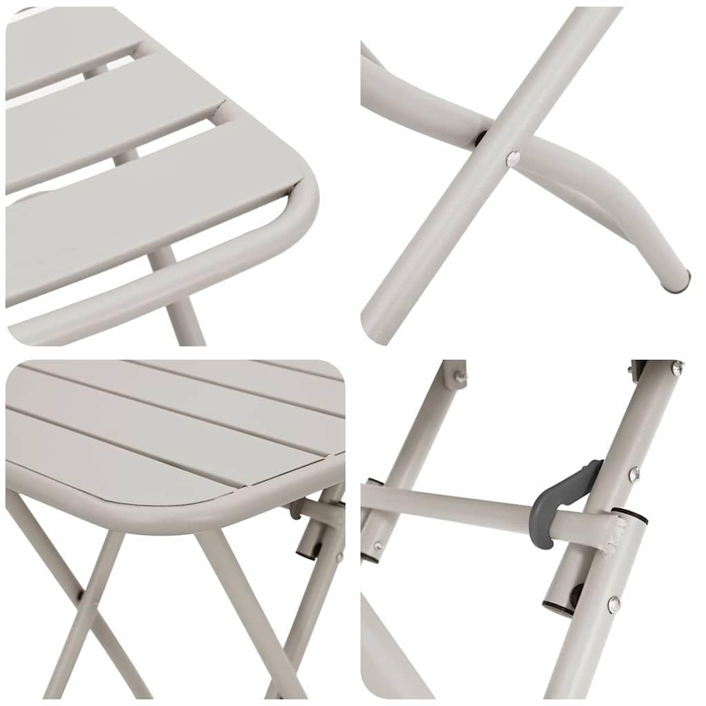 Set Bistrot Pieghevole 3 Pezzi Beige Acciaio