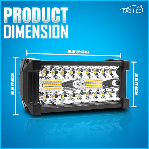 Image of FABTEC Flood Spot Combo Beam Flashing 7 inch LED Fog Light with 5 Modes LED Bar Light LED Light with On /Off Switch Universal Light for Bikes and Cars (38 Led 7 inch) (Set of 2) (White and Yellow)