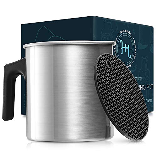 Image of Hearth & Harbor Natural Soy Wax and DIY Candle Making Supplies 2 Lb. Aluminum Candle Making Pouring Pot, Wax Melting Pot Candle Making with Dripless Heat-Resisting Handle & Pouring Spout
