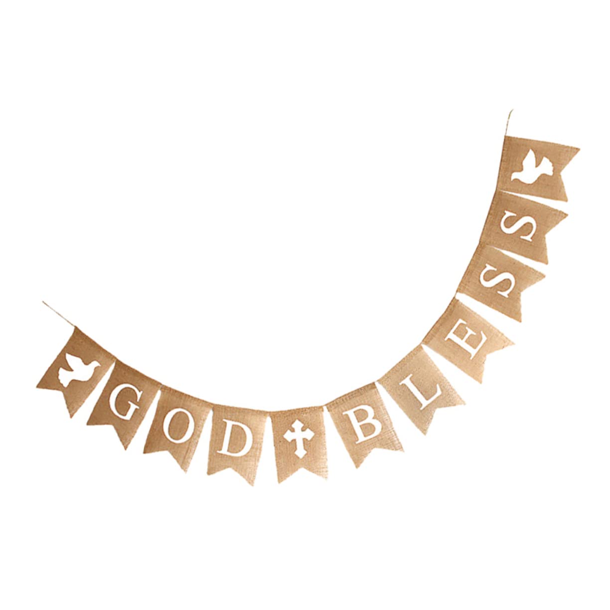 CHILDWEET 1pc Pull Flag Retro Decor Home Decoration Rustic Home Decor First Communion God Bless Banner Baby Shower Banner Swallowtail Banner Hanging Ornament Decorative Banner Linen