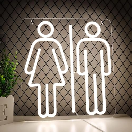 WC Enseigne Au Néon Pour Toilettes, Lumière Néon Dimmable Pour WC, Éclairage Mural Néon Pour Toilettes Pour Décoration Murale De Toilettes, Panneau...