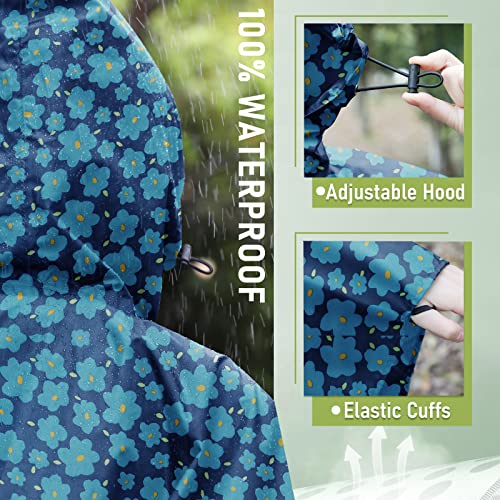 Image of SaphiRose Adult Rain Poncho Waterproof Hooded Zipper Raincoat with Pockets | OEKO-TEX Certified 100% Polyester, Lightweight Packable Storage Pouch, Heat-Sealed Seams, Quick-Dry for Outdoor Hiking