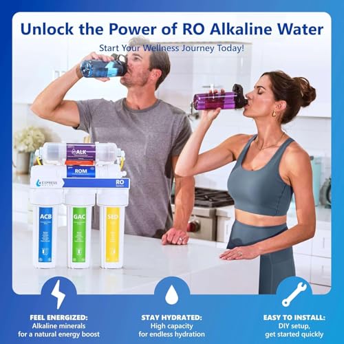 Image of Express Water 10 Stage Reverse Osmosis Alkaline Water Filtration System with Alkaline Filter for Added Essential Minerals - RO Water Filter with Faucet and Tank - Under Sink Water Filter 50 GPD