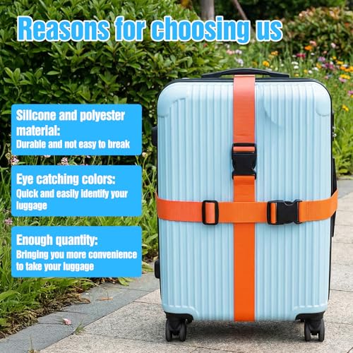 Image of Sibba Luggage Straps for Suitcases 12 Pack, TSA Approved Travel Essentials with 8 Luggage Tags, Suitcase Belts Luggages Strap for Travel Suitcase & Bag Closure and for Easy Identification, 70 inches