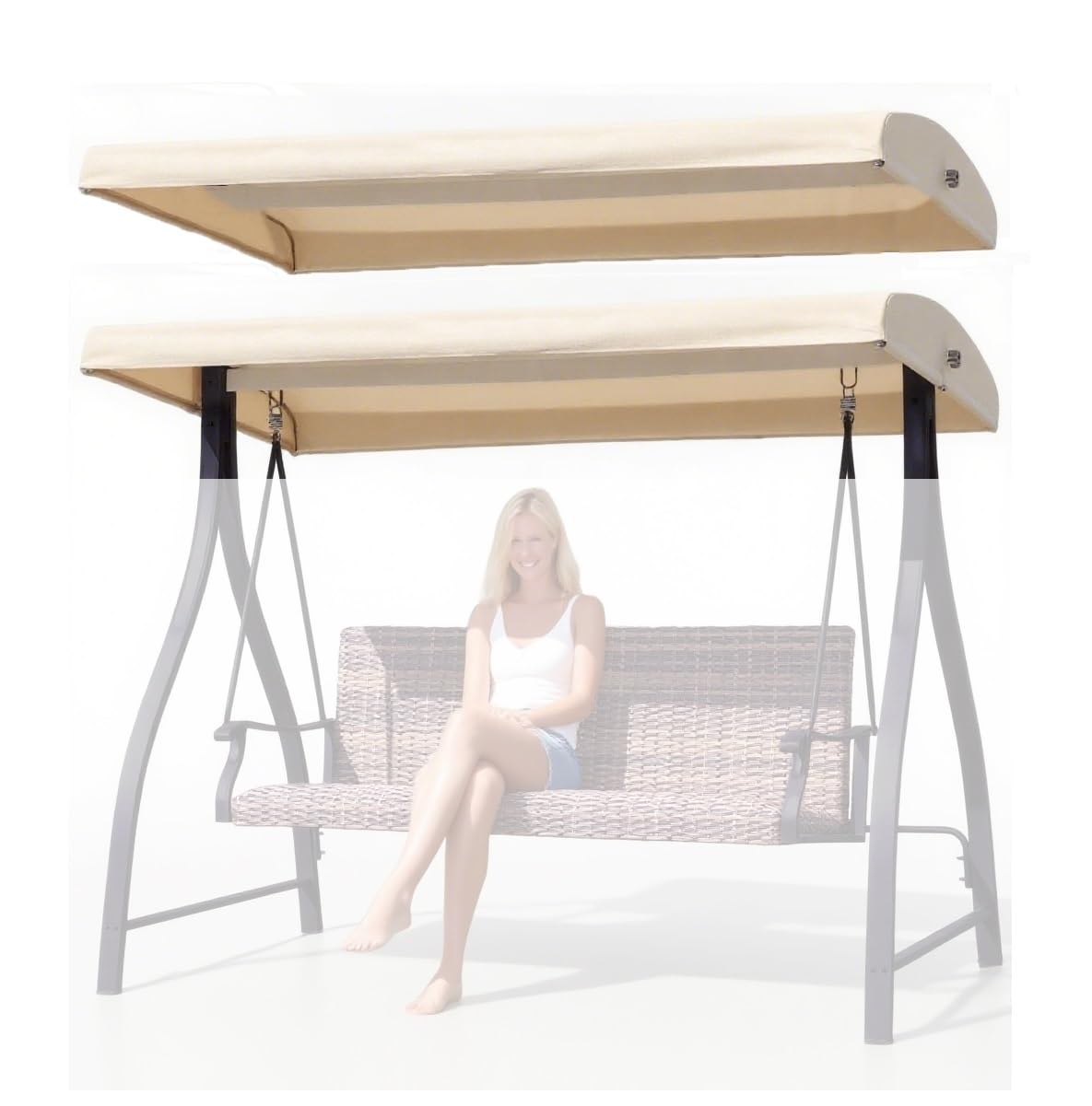 Sostituzione del Telo per Altalena da Giardino, Tenda di Ricambio for Altalena da Patio da 2-3 posti, Color Cachi, Diverse Misure(192x124cm/75.6x48.8inch)