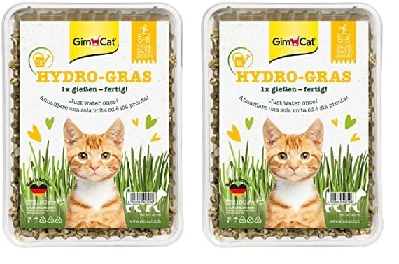 GimCat Hydro-Gras - Frisches Katzengras aus kontrolliertem Feldanbau in nur 5 bis 8 Tagen - 1 Schale (1 x 150 g) (Packung mit 2)