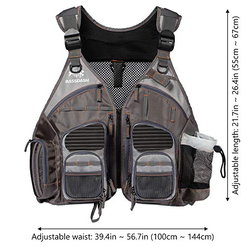 Image of BASSDASH Strap Fishing Vest Adjustable for Men and Women, for Fly Bass Fishing and Outdoor Activities