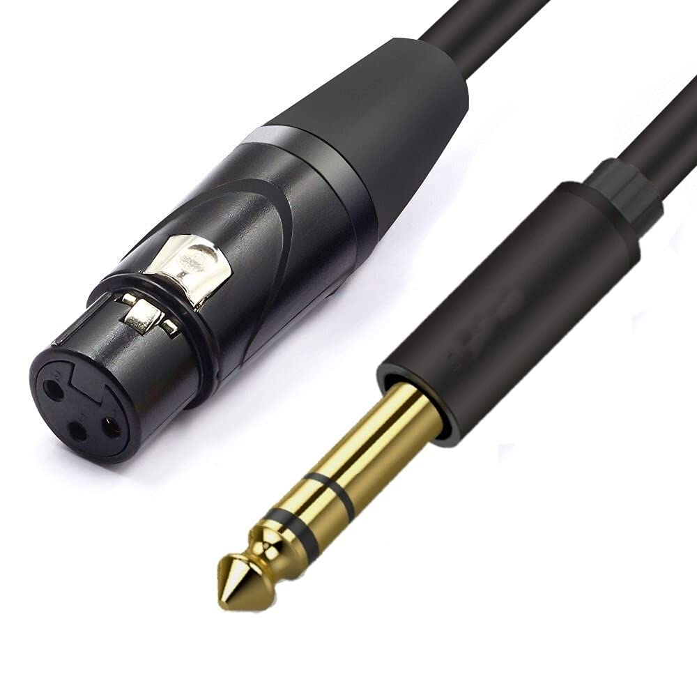 Kabel mikrofonowy XLR do gniazda mikrofon kabel AUX TRS 6,35 mm/6,5 mm męski do XLR żeński kabel mikrofonowy do gitary mieszacz stereo wzmacniacz (kolor: Czarny, długość: 5 m)
