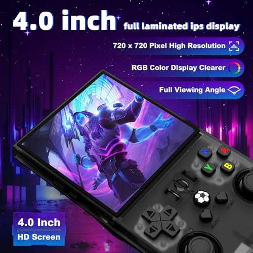 Image of R36MAX Retro Handheld Game Console, 4.0 Inch 720x720 IPS Screen, Retro Gaming Console with 128G Built-in 22000+ Classic Games, Portable Handheld Linux System, 4000mAh Battery