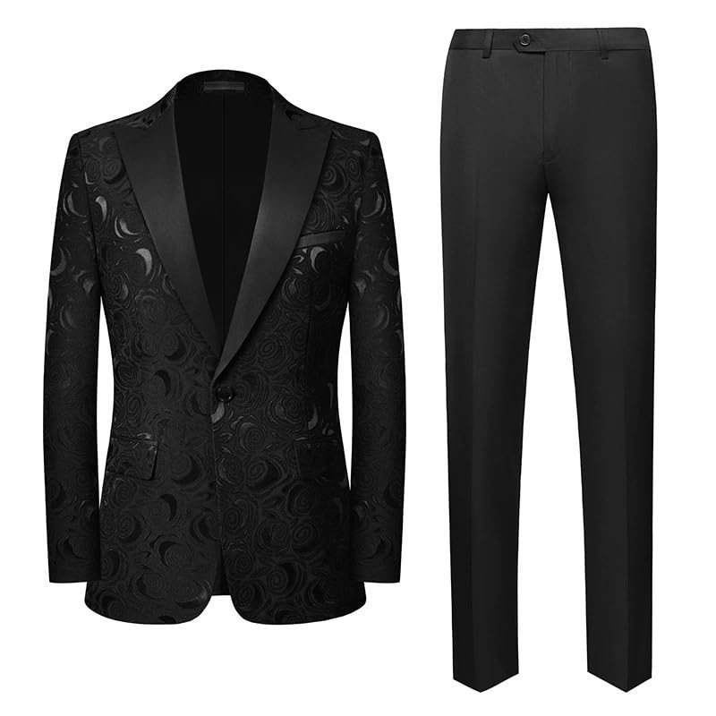 Classic Men’s 2 Piece Tuxedo Suit with Pants for Formal Business, Wedding and Party Events