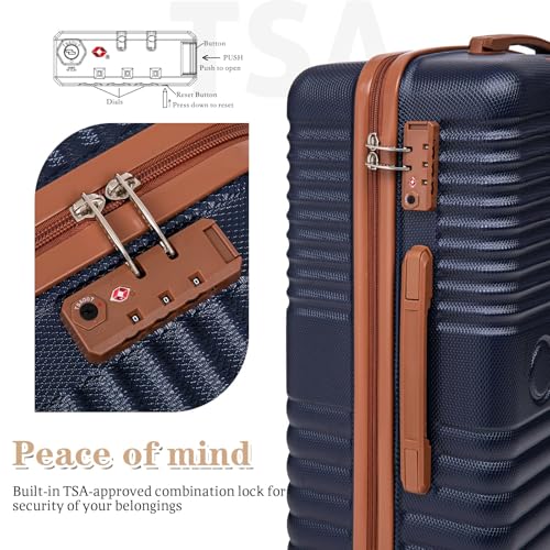Image of Carry on Luggage 22x14x9 Airline Approved, Suitcases with Wheels Hardshell, Lightweight Hardside Luggage Set with TSA Lock, 20Inch Blue Carry on Suitcase