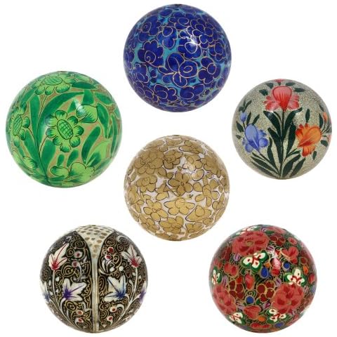 Handmade Paper Mache Ball Ornaments | Elegant Decorations for Home, Office | Paper Mache Ball Ornaments for Festive Home Décor | Party Decor-Set of 6 Cover