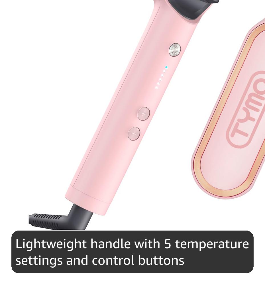TYMO Ring Hair Straightener Brush – Hair Straightening Iron with Built-in Comb, 20s Fast Heating & 5 Temp Settings & Anti-Scald, Perfect for Professional Salon at Home, Sakura Pink
