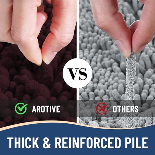 Image of Arotive Luxury Small Bathroom Rugs 24x16, Extra Soft Thick Absorbent Shaggy Chenille Bath Rugs, Machine Wash Dry, Bath Mats for Bathroom Floor, Tub and Shower, Home Decor Accessories, Black Cherry