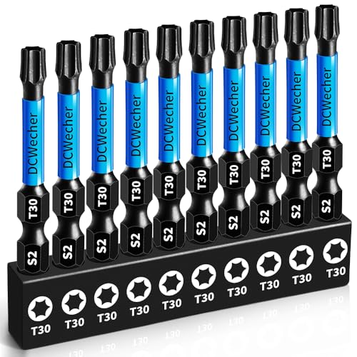 10-Pack T30 Torx Bit Impact T-30 Torx Bit Profession Torx Bits 2 in Magnetic T 30 Torx Bit S2 Steel Star Bits 1/4 Hex-Shank with Bit Holder Great for DIY Car Repair Furniture Installation