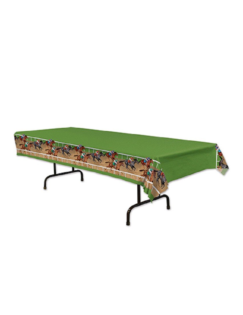 Beistle Horse Racing Tablecover, 54 by 108-Inch, Multicolor