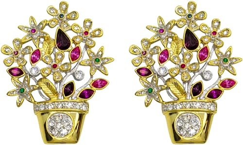 Image of Set of 2 Brooch Lapel Pins With Rhinestones