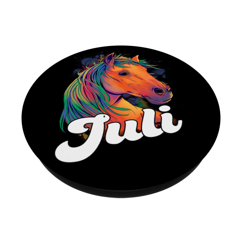 JULI - Adorable girl name with beautiful Horse PopSockets Swappable PopGrip, Black - Image 2