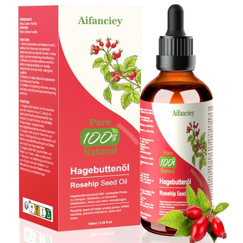 Aceite de Rosa Mosqueta 100% Natural,100 ML Aceite Esenciale-Aceite Rosa Mosqueta para Cicatrices y...