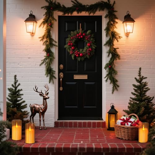 Image of wemarry Flameless Candles Acrylic Glass Pillars 3 inch D x 6 inch H Battery Operated Flickering Candles Include 8-Key Remote with Timer Function 400+ Hours (Amber, Warm Light 2 Pack)