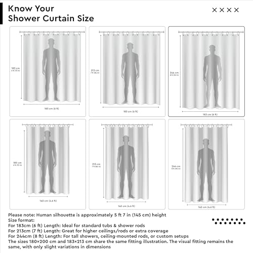 Image of Encasa XO Waterproof Shower Curtain for Bathroom 8 x 6 feet(183x244 cm), Anti-Fungal Polyester Washroom Curtain with 12 Hooks, Wet & Dry Partition Toilet Curtains ZZ Sage