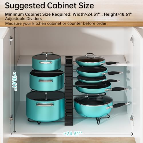 Image of MUDEELA 8-Tier Lightweight pot and pan organizer for under cabinet, 16.6 inch H