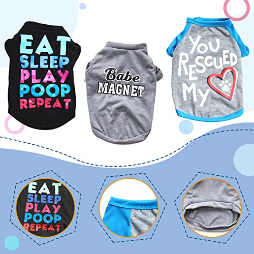 Petcare 3 Pack Dog Clothes For Small Dogs Boy Yorkie Chihuahua Shih Tzu Cute Puppy Clothes Soft Breathable Dog Shirts Pet Clothing Male Doggy Cat T-Shirts Apparel Costume #TOP7