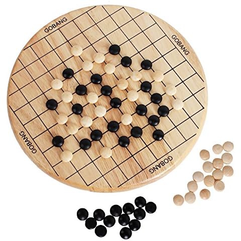 Dinhon Two-in-one Wooden Chinese Checkers and Backgammon (Five Consecutive) Family Board Cover