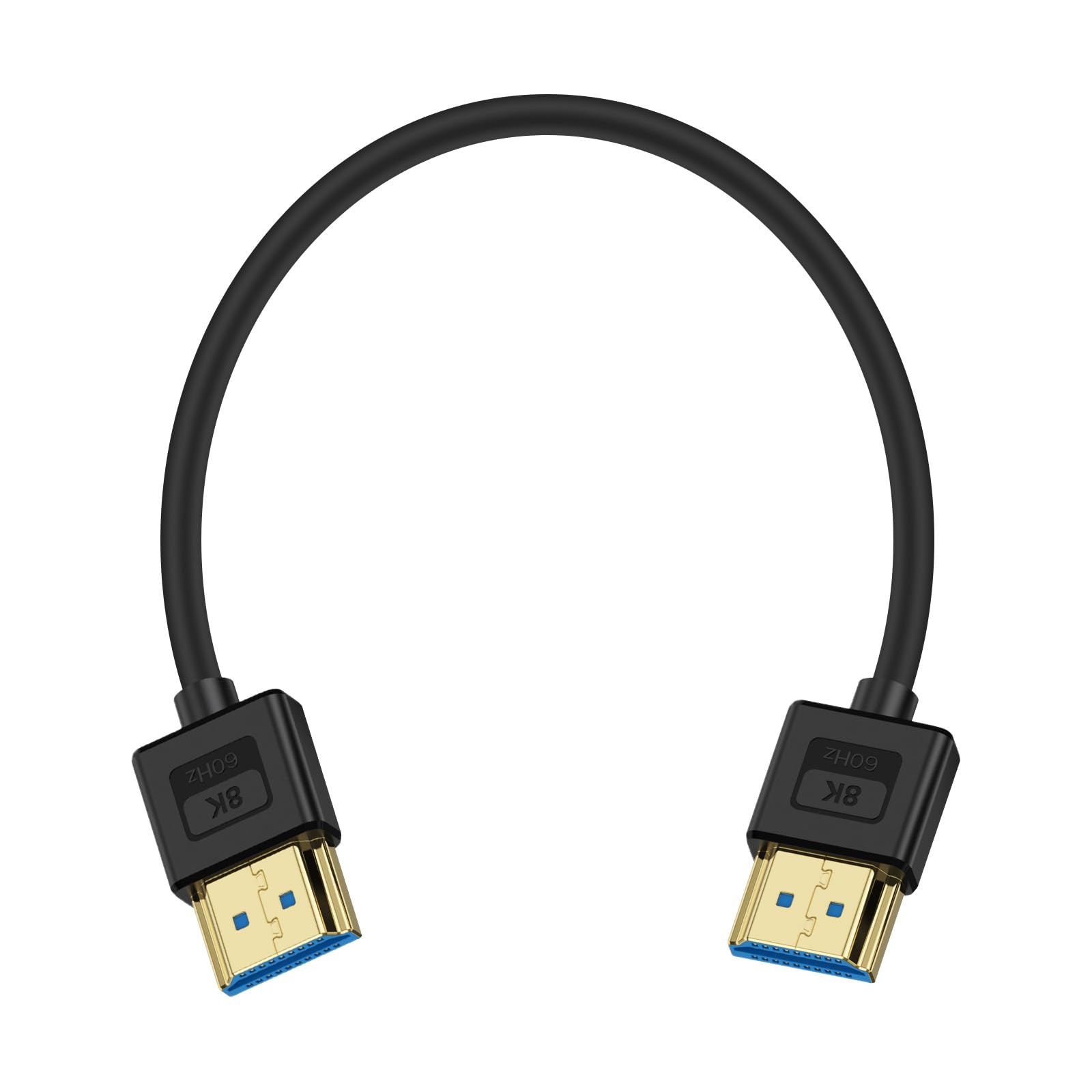 Poyiccot Ultra Thin Short HDMI 2.1 Cable 1ft, Flexible Slim Soft Silicone 8K HDMI Male to Male Cable, 48Gbps, 8K@60Hz Compatible for PS5, Monitor, PC